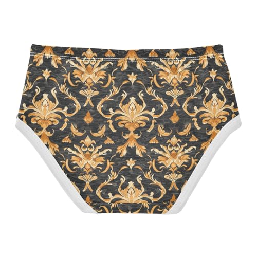 ZZKKO Vintage Gold Floral Girls Underwear Toddler Panties for Girls Comfort Brief Size 2T-8Y2