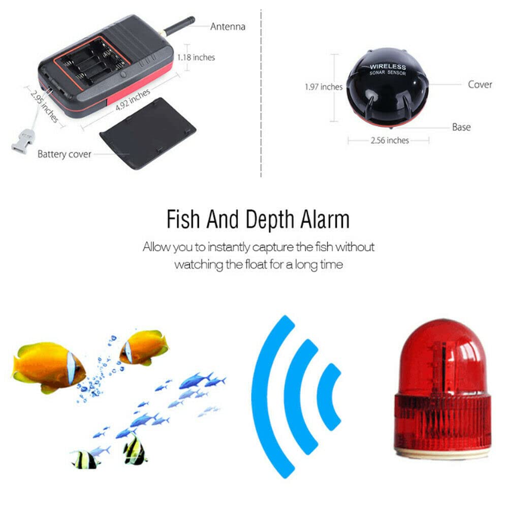 Portable Détecteur de Poisson sans Fil Détecteur de Poisson Portable avec capteur Sonar Détecteur de Poisson Portable Echo Sounder pour Bateau d'appâts de pêche à la Carpe