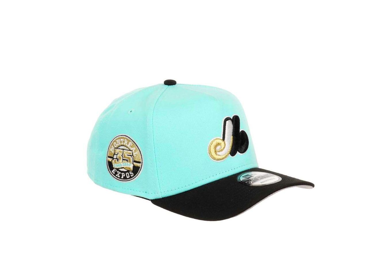 New Era Montreal Expos MLB 35th Anniversary Sidepatch Cooperstown Mint Black 9Forty A-Frame Snapback Cap โ image 1