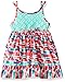 Youngland Girls' Crochet Knit to Poplin Dress with Beaded Waistline