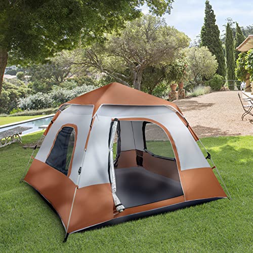 Carpa plegable rápida 4 personas 240x240x150 cm marrón miniatura 6