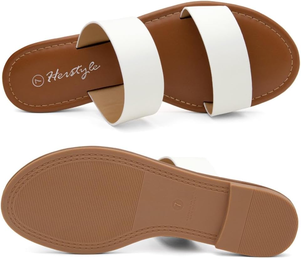 Herstyle Flat Sandals for Women – Slip-On Two Strap Slides with Cushioned Footbed | Comfortable Open Toe Dressy Casual Summer Sandals for Daily Wear, Trendy 2025 - Image 5