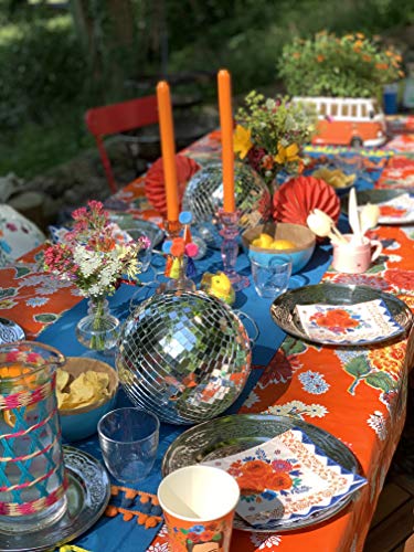 Talking Tables Pack Of 12 Blue And Orange Pretty Floral Paper Plates - Recyclable Disposable Tableware For Boho Party Supplies, Encanto Mexican Fiesta, Summer Birthday #TOP1