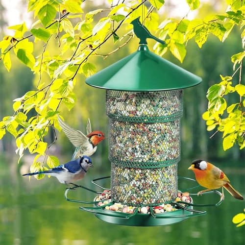 Mangeoire pour oiseaux d'extérieur grande capacité avec toit étanche