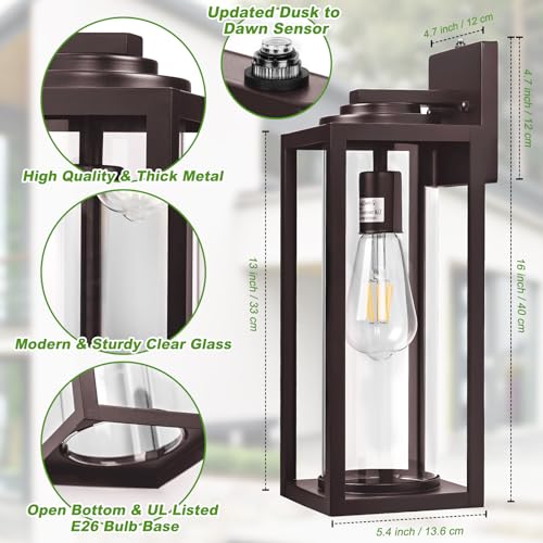Image of FILIYANO Large Dusk to Dawn Outdoor Wall Lights, Oil Rubbed Bronze, 2 Pack