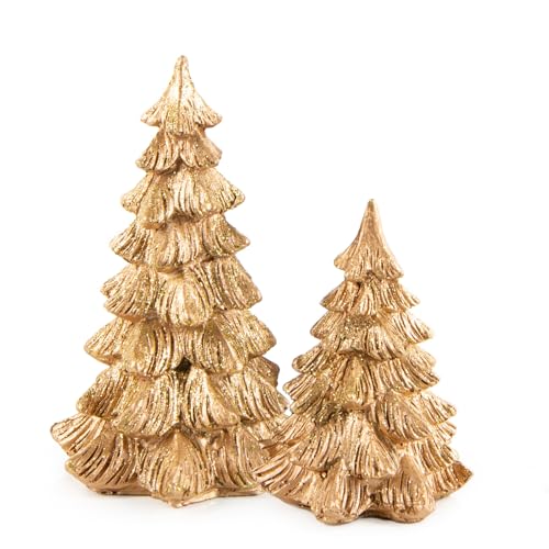 Weihnachten Deko Bäume Gold, 2 kleine Tannenbäume,...