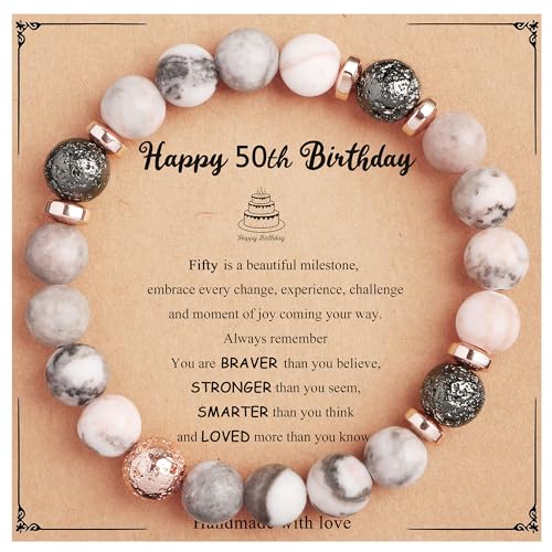 Yiyang 50th Birthday Gifts for Women Beads Bracelet Cool Birthday Gifts for 50 Year Old Women Gift Ideas Unique Bday Gift for Mom Wife Daughter Sister Female Friend 50th Birthday Gift