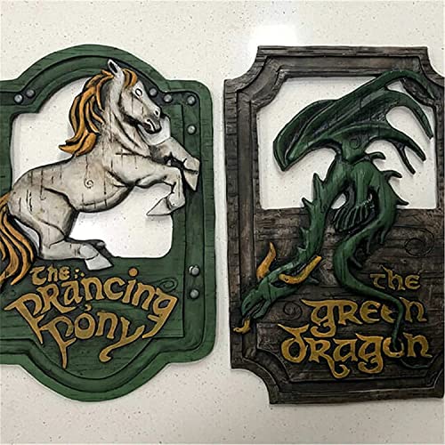 Lord of The Rings The Prancing Pony and The Green Dragon Pub Signs Set Funny bar Signs Pub Bar Home Decorative Wall Sign and Plaques for Front Door Hanging Sign