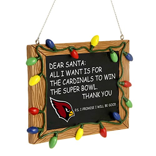 FOCO Arizona Cardinals Official NFL 3 inch x 4 inch Chalkboard Sign Resin Christmas Ornament
