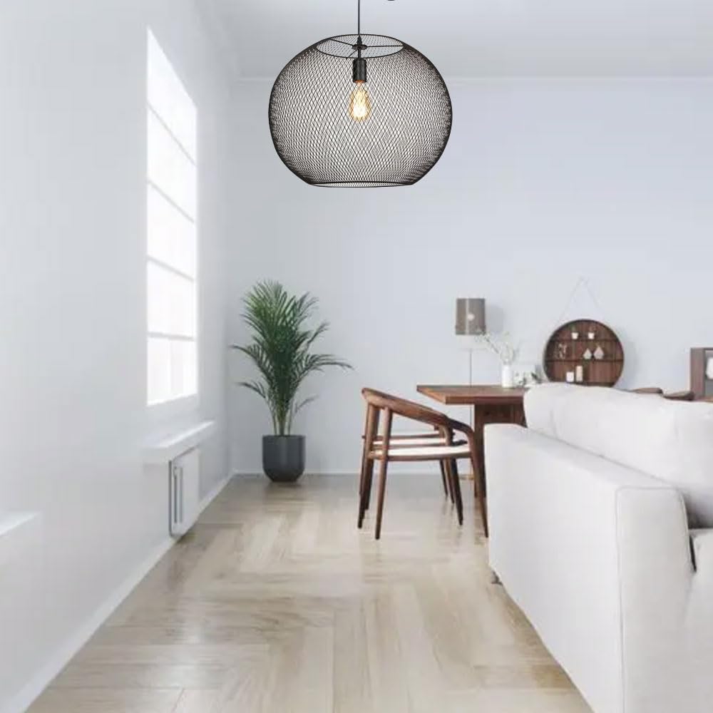 Lampada A Sospensione Americana retrò E27, Lampada A Sospensione A 1 Testa, Lampadario con Paralume Ritagliato in Metallo, Apparecchio di Illuminazione A Soffitto per Ufficio Industriale