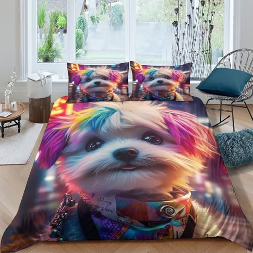 Parure de lit Chien 3D durable avec fermeture éclair pour lit simple - 4