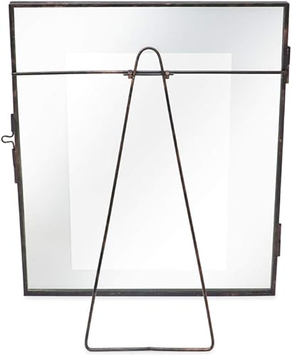 Miniatura 3 de Isaac Jacobs - Marco metálico para fotos de escritorio, retro, de bronce y vidrio, flotante, con cierre de medallón para fotos, arte y más, Bronce