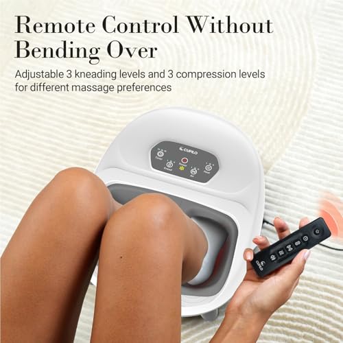 Image of CuPiLo Foot Massager with Heat, Upgraded Full Feet Shiatsu Massage, Remote Control Multi-Level Settings Foot Massager for Neuropathy(White)