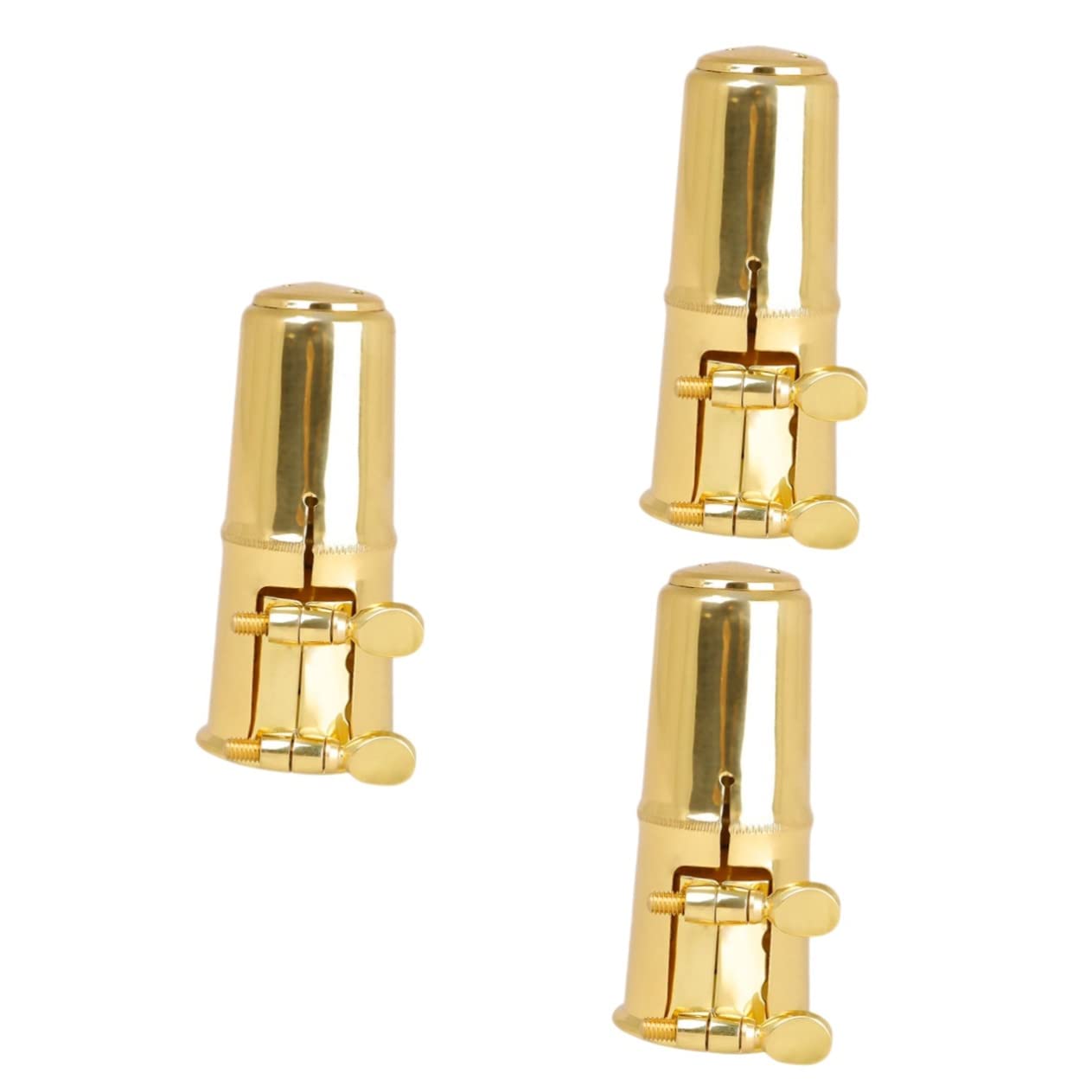 SAFIGLE 3 Sets Saxophone Mouthpiece Clarinet Reeds Saxophone Clamp Flute Accessories Instrument Reed Alto Sax Accessories Metal Flute Head Mouthpiece Sax Supplies Pattern Brass Clamp