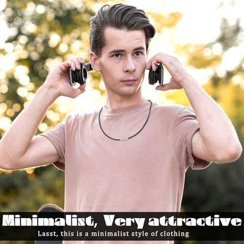 Giantree 6Pcs Leather Cord Necklace, Men Waterproof Braided Leather, Black Necklace Cord Braided Rope with Clasp Necklace, Rope Chain for Men Women2