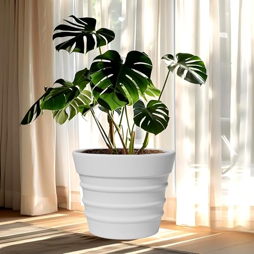 Image of YUCCABE ITALIA Fox B BR 21 Inch White Planter Pot Large Decorative Flower Pot for Garden & Terrace