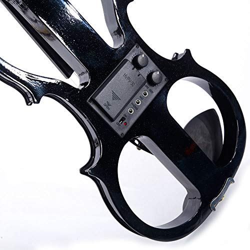 Electric Violin,4/4 Electric Silent Violin, Case, Bow, Rosin, Headphone, Connecting Line V-0 - Violin Set, Affordable Musical Instrument For Kids Beginners Students Adults (Black B) #TOP3