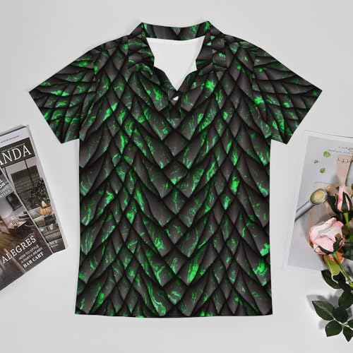 Dragons Scale Red Print Short Sleeve T Shirts Mens Tennis Shirt Exercise Shirt Lightweight Blouse Dry Fit Fashion3