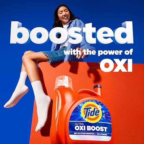 Image of Tide Ultra Oxi Boost Liquid Laundry Detergent, 148 fl oz, 105 Loads, Advanced Stain Remover with Extra Oxi Power