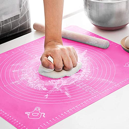 Image of Silicone Baking Mat Roti mat Silicone Chapati Atta Kneading Mat Non Stick Fondant Rolling Mat Stretchable for Kitchen Roti Chapati Cake Baking Mat (Pink 50x40cm)