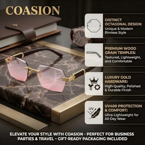 Image of COASION Fashion Rimless Frameless Sunglasses for Women Men Y2k Retro Sun Glasses Square Tinted Glasses
