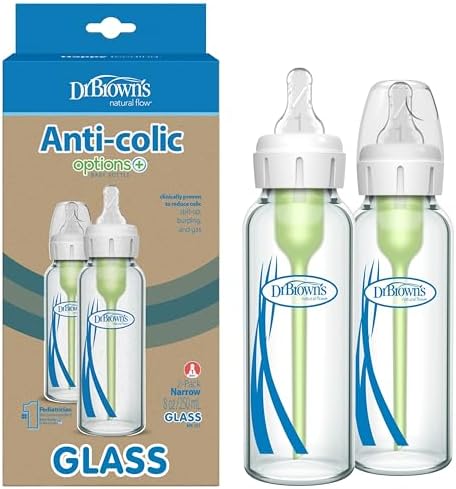 Dr. Brown’s Natural Flow Anti-Colic Options+ Narrow Glass Baby Bo...