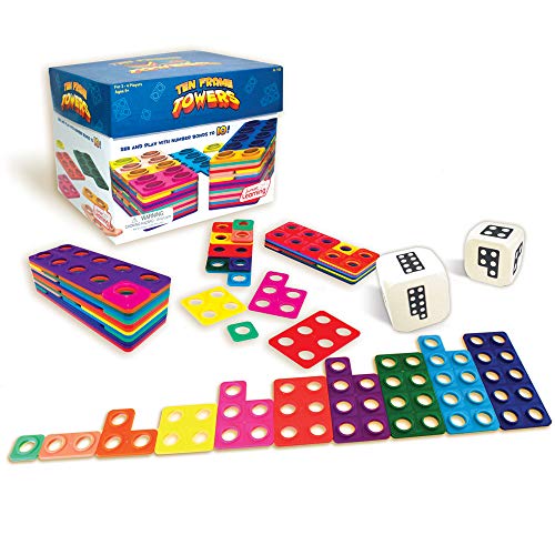 Junior Learning Ten Frame Towers Board Games | Tactile number patterns and calculating activities with colorful stacking blocks for early childhood math development - image 2