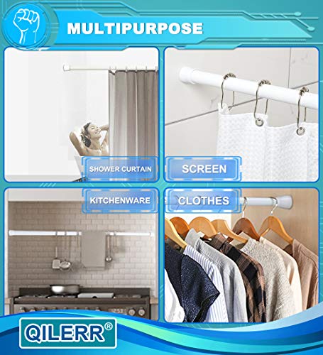 Image of Short Tension Rod 16 to 28 Inche Small Shower Curtain Rods No Drilling Adjustable Heavy Duty Extension Loaded Spring Tension Rod for Windows, Closets, Curtains, 7 /8 inch Diameter, White