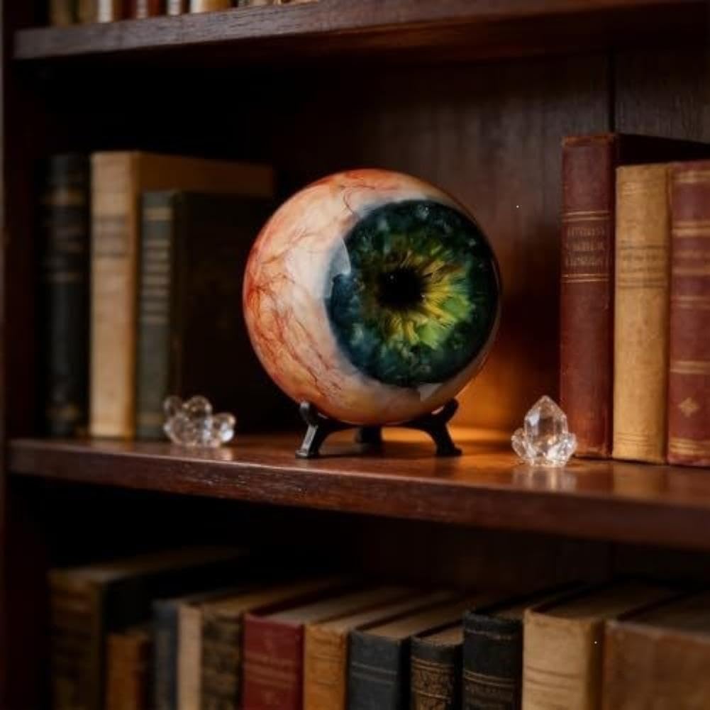 Hyper-Realistic Monster Eye Decor, Scary Realistic Eyeball Ornament, Dark Fantasy Artwork for Desk Bookshelf, Eerie Illusion, Unique Gothic Gift for Horror Fans (Blue) — view 6