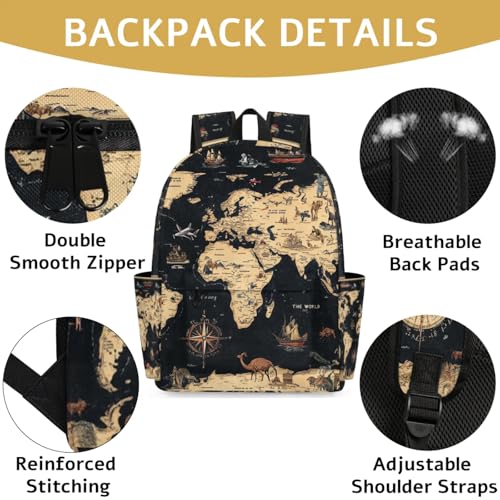 Toddler Backpack for Boys Kids, Cute Preschool Kindergarten School Bags for Girls Bookbag Daycare Travel Daypack, 15 Inch(World Map)2