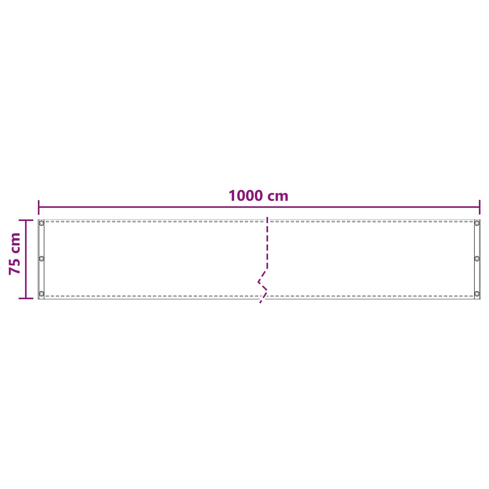 Protector de privacidad para balcón, color negro, de HDPE y aluminio, 75 x 1000 cm, para balcón, terraza, jardín, resistente a los rayos UV, transpirable, con cuerda de polietileno de 12 m y