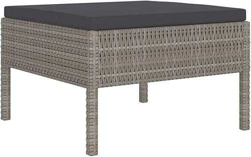 Miniatura 4 de vidaXL Juego de sofá de patio, muebles seccionales para exteriores, juego modular de 6 piezas de ratán de polietileno, cojines grisantracita, ratán