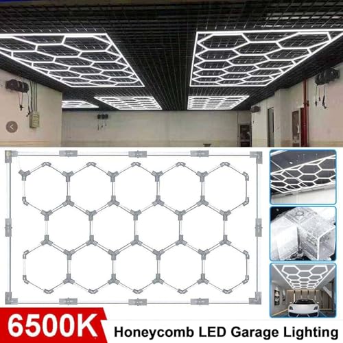 Luces hexagonales de garaje LED de 672W y 6500K para iluminar talleres y almacenes 4