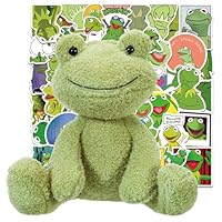 JynxtoyZeal Frog Plush Toy, 50pcs Frog Stickers, Soft Frösch Stuffed Animal, Animal Plush Dolls, Cute Frösch Plush Doll, Stuffed Toy Plush Dolls Gift for Kids-25cm