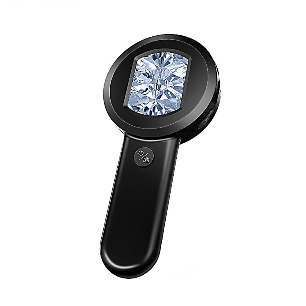 Microscopio digital de mano con pantalla de 2 pulgadas, cámara de píxeles de 100 W, 8 luces LED (blanco/UV), para conexión de computadora, lupa con tapa de enfoque, tiempo de funcionamiento de 1.5