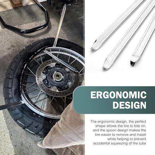 Image of SLIMI 3 PCS Car Tire Iron Kit, Tire Scoop Spoons Crowbar Lever, Rim Protectors Kit, Universal Tire Repair Maintenance Tools for Most Cars Motorcycles (Silver)