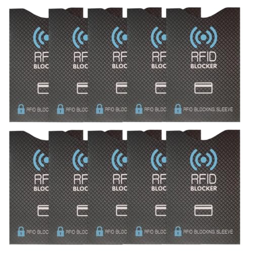 YUVKIN Lot de 10 Protège Cartes RFID, Étuis de Protection pour Cartes Bancaires, Cartes d'Identité et Passeports, Anti-Vol et Anti-Démagnétisation pour...
