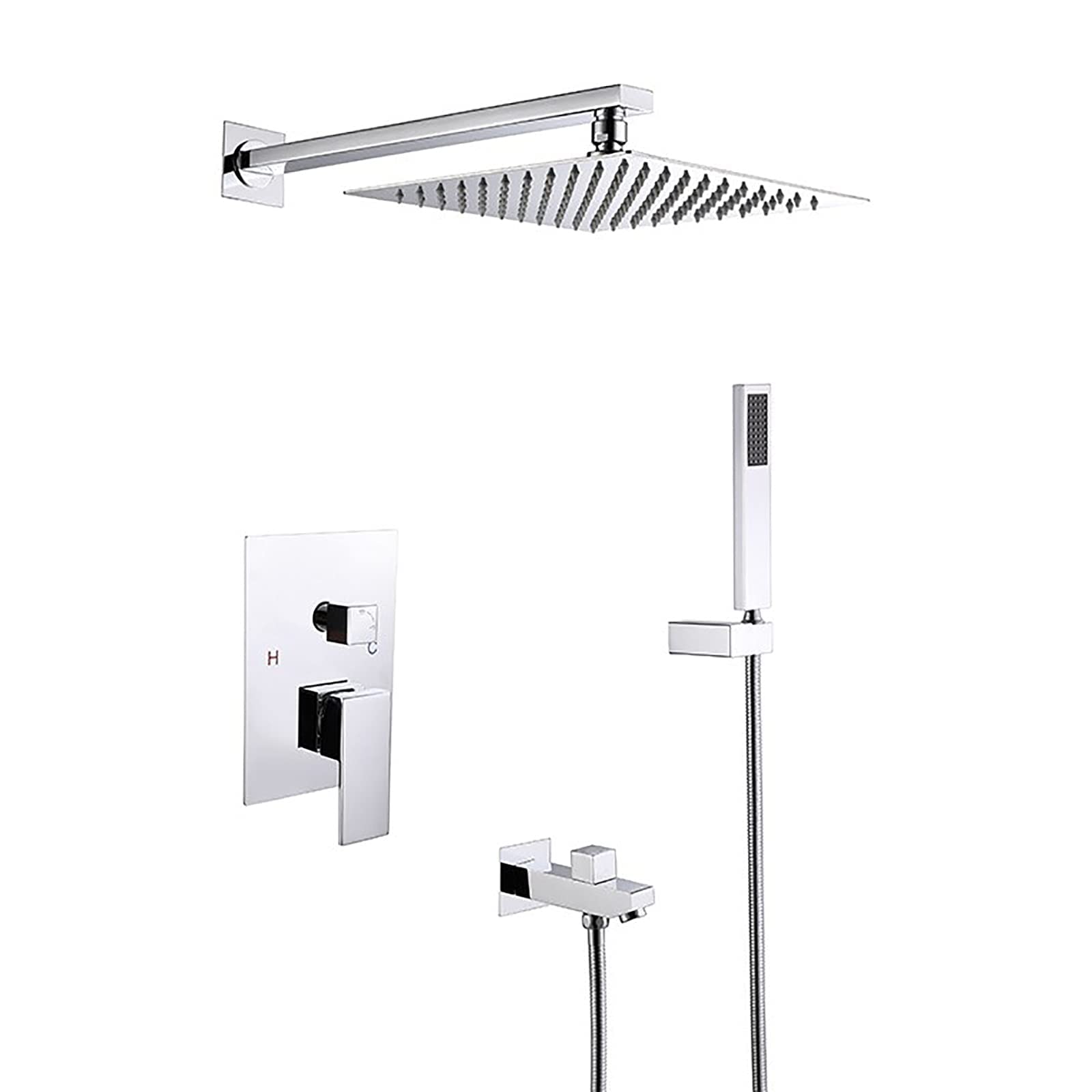 Robinet de douche encastré avec pommeau de douche effet pluie chic