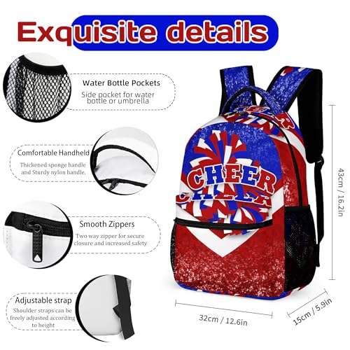 Personalized Cheer Backpack, Custom Cheerleader Backpack with Name, Customize Cheerleading Backpack (Blue&Red)4