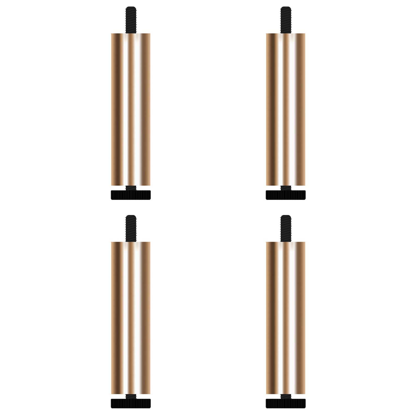 FCXURKOD Adjustable Height Metal Furniture Legs - Set of 4 Round Replacement Legs for Sofa Chair Bed - M6 Thread 35cm/13.78in Gold Finish - Enhance Your Home Décor