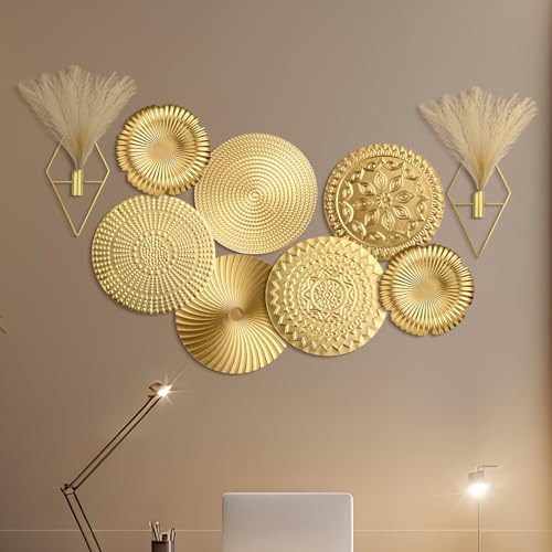 Wesiti 9 Pcs Gold Metal Wall Art Set Hanging Planters