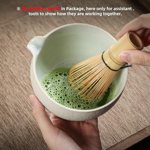 TEANAGOO Matcha Bowl with Spout & Whisk Holder