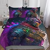 DDFRTYY Armor Warrior - Juego de funda de edredón para niños y adultos, 2 piezas, impresión 3D, microfibra suave, tamaño individual (135 x 200 cm)