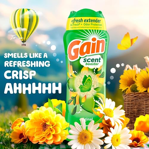 Image of Gain In-Wash Laundry Scent Booster Beads Long-Lasting Fresh Scent Beads All Day Freshness and Odor Protection, Original Scent, 18.2 oz (Packaging May Vary)