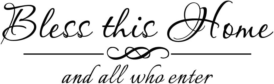 Bless This Home and All Who Enter - Pure Black Vinyl Wall Decal Quote Carved Seperated Letters Home Entryway Lettering Blessed Stickers Room Decor Art Handwriting