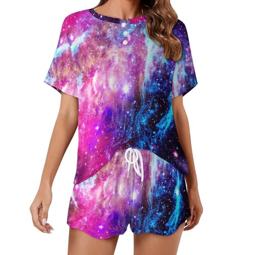 Ensemble de pyjama Nébuleuse Spatiale femme pour des soirées cocooning estivales