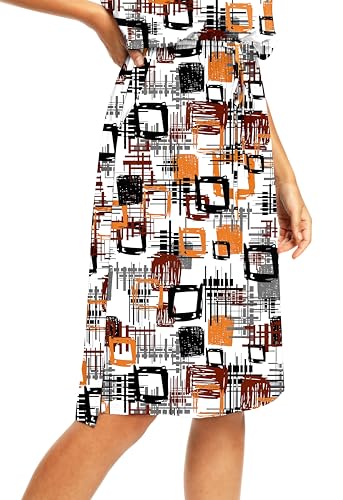 Image of Simier Fariry Women Summer Midi Knee Casual Dress Pocket Hide Belly Short Sleeve Spring Work Travel Teacher Outfit