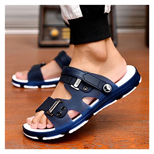 JINGGEGE Homme Mode Haute Qualité Plus Taille Home & Beach Sandales Hommes Casual Durable Anti Skid Peep Toe Sandals Sandalias (Color : Blue, Shoe Size : 9.5) Cover