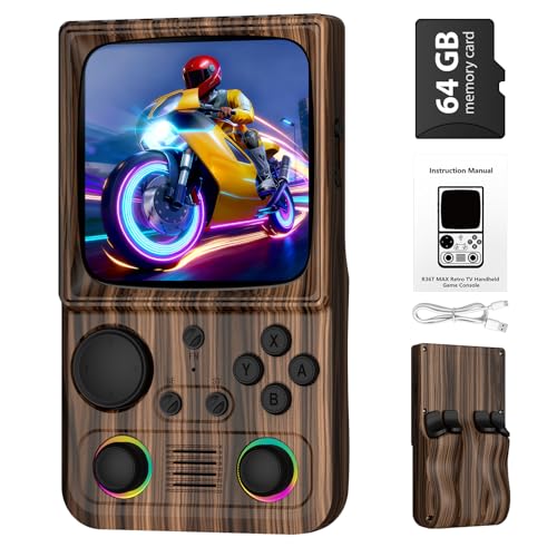 Image of R36T MAX Upgraded Retro Handheld Game Console with 4000mAh Battery, 4.0'' IPS Screen, Retro Gaming Console with Portable Case, Supports WiFi Networked Fighting and OTG(Wood Grain Coffee Brown)
