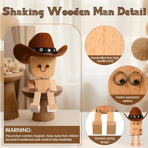 Figura de batido de madera decorativa con resorte para mesa de salón y dormitorio 7